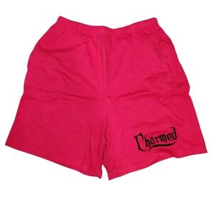 Vtg Y2k Charmed Logo Shorts L Red Embroidered Cotton Nwot